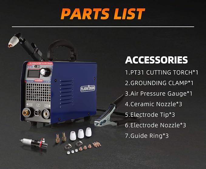 CUT50 Plasma Cutter Machine,50Amp Dual Voltage 110V/220V IGBT Inverter 1/2 Inch Clean Cuts Portable Air Plasma Cutting Machine,LED Digital Display Fit DIY Friendly