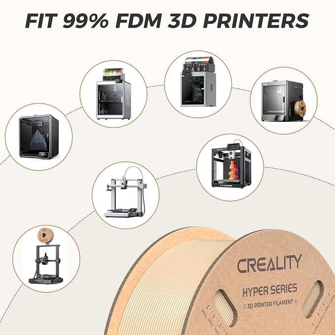 Official CREALITY Hyper PLA Filament 1.75mm, High Speed PLA 30-600mm/s Rapid 3D Printer Filament, Dimensional Accuracy +/-0.02mm, Stronger Toughness, Fit Most FDM 3D Printers，1KG(2.2lbs) Spool Skin