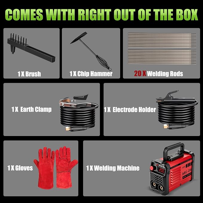 Hpoouo 200Amp 20PCS Rods Stick Welder, Super MINI Portable Welding Machine | IGBT Inverter Welder Machine 110V with Hot Start/Arc Force/Anti-Stick, ARC Welder for 1/16"-1/8" Rod , Beginner & Home DIY