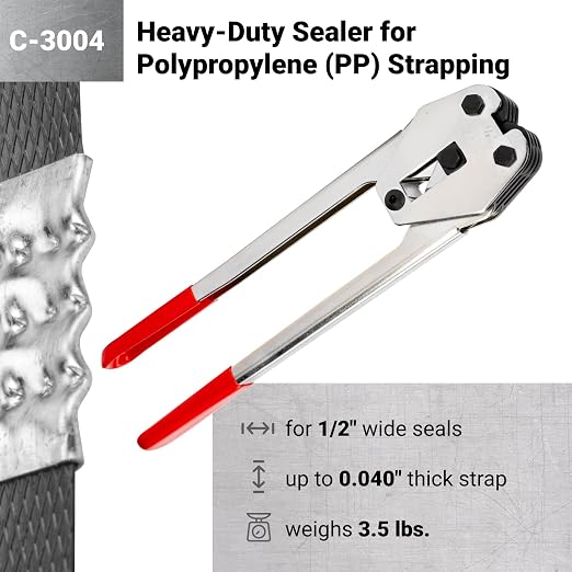 IDL Packaging - C-3004 Regular Duty Sealer & Crimper for 1/2” Polypropylene (PP) Strapping — Heat-Treated Durable Tool with Ergonomic Design — Long Handles Mean Less Effort in Closing The Seal