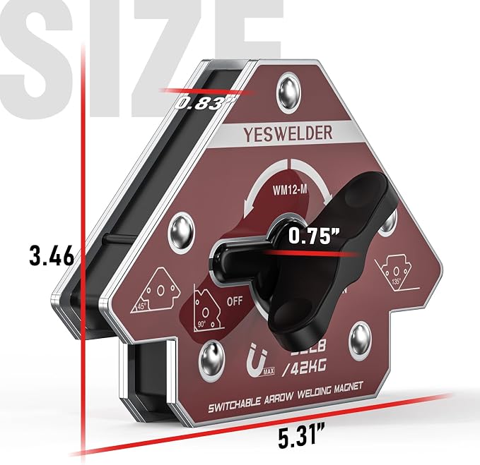 YESWELDER Switchable Welding Magnet 92LB On/Off Switch Arrow Magnetic Welding Holder, Holding Power Welding Accessory