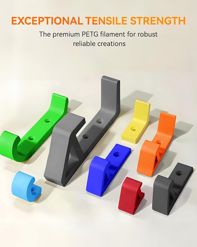 TECBEARS Rapid PETG Filament Bundle，High Speed 3D Printer Filament 4KG, High Toughness PETG, Pack of 4, Black+Black+White+White