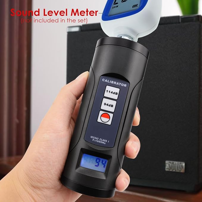 Digital Sound Level Meter Calibrator 94dB & 114dB for 1/2" and 1" inch Microphone, Professional Noise Decibel Calibration Tool Measurement Accuracy Check
