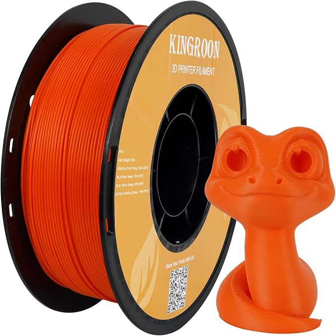 Kingroon High Speed PLA 3D Printer Filament 1.75mm, 3D Printer Rapid Filament for 30-600mm/s Hyper Printing Filament, Dimensional Accuracy +/- 0.03 mm, 1kg Plastic Spool(2.2lbs) (Orange)
