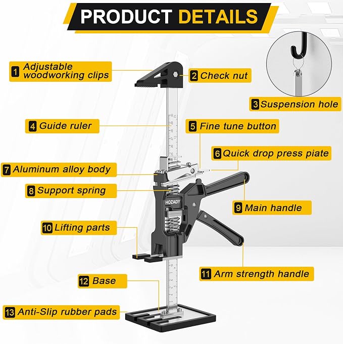 Labor Saving Arm Jack 2 Pack, 440LBS Capacity, 15 Inch Multi-Functional Lifting Tool, Stainless Steel Furniture Jack with Height Adjust & Slow/Fast Descent, for Doors, Windows, Tiles, Appliances