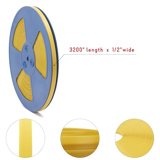 Poly Strap, Polypropylene(PP) Strapping Roll, 1/2" Width, 3200" Length - Ideal for Packaging and Shipping