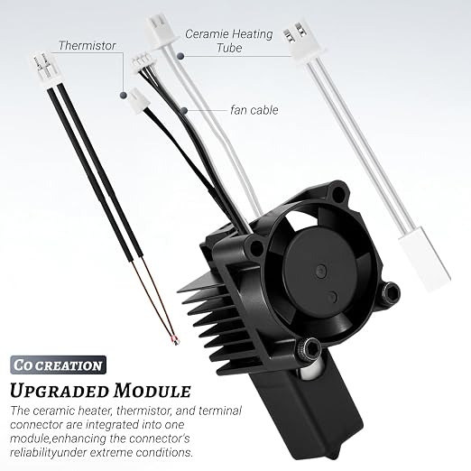 X1, X1C Hotend Complete Kit, Complete Assembly for Bamboo Lab X1 Series 3D Printer, 0.4 mm Hardened-Steel Nozzle, Ceramic Heater, Thermistor, Fan and 3D Printers Extruder Heating Block Replacement