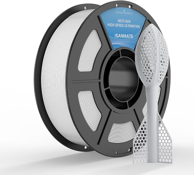 iSANMATE 85A TPU Filament 1.75mm, White, 1kg | iSANMATE Filament; Soft Flexible TPU HF; Compatable with Bambu Lab & most FDM 3D Printers; 1kg/2.2lbs; 50-80mm/s