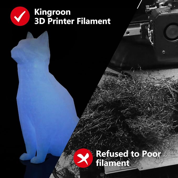 Kingroon Glow in Dark 1.75mm PLA Filament, Fit Most FDM 3D Printers, Dimensional Accuracy +/- 0.03 mm, 1kg Spool(2.2lbs), Luminous PLA 3D Printer Filament - Pink