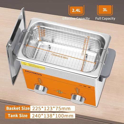 Ultrasonic Cleaner,3L 120W Professional Ultrasonic Eyeglasses Cleaner with Encoded Control for Jewelry,Eyeglasses,Coins,Chains Cleaning (Basket Include)