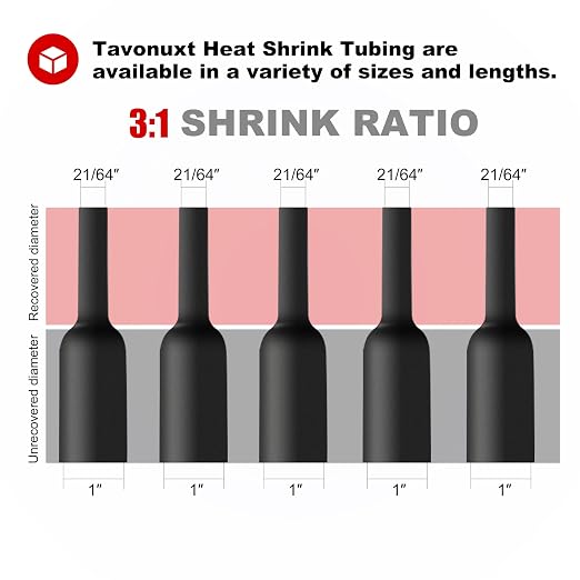 1" 65ft 3:1 Heat Shrink Tubing with Adhesive Lining - Marine Grade, Ideal for Home, Automotive, and Industrial Use - Red