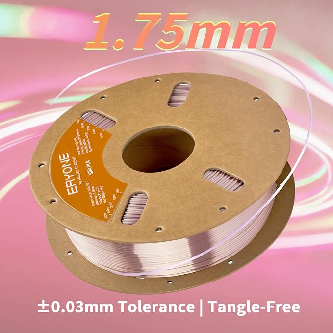 ERYONE Silk PLA Filament for 3D Printer 1.75mm +/- 0.03mm, Shiny Filament 1kg (2.1lbs)/Spool, Rose Gold(Champagne Pink)