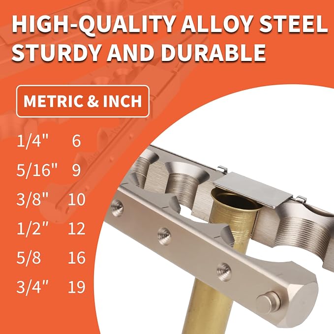 Flare Tool, HVAC Pipe Expander Tool, 45° Eccentric Type Flare Tool | Brake Line Flaring Tool Kit, With clamps and limit stops for 1/4"–3/4" and 6–19mm, For HVAC repair and installation.