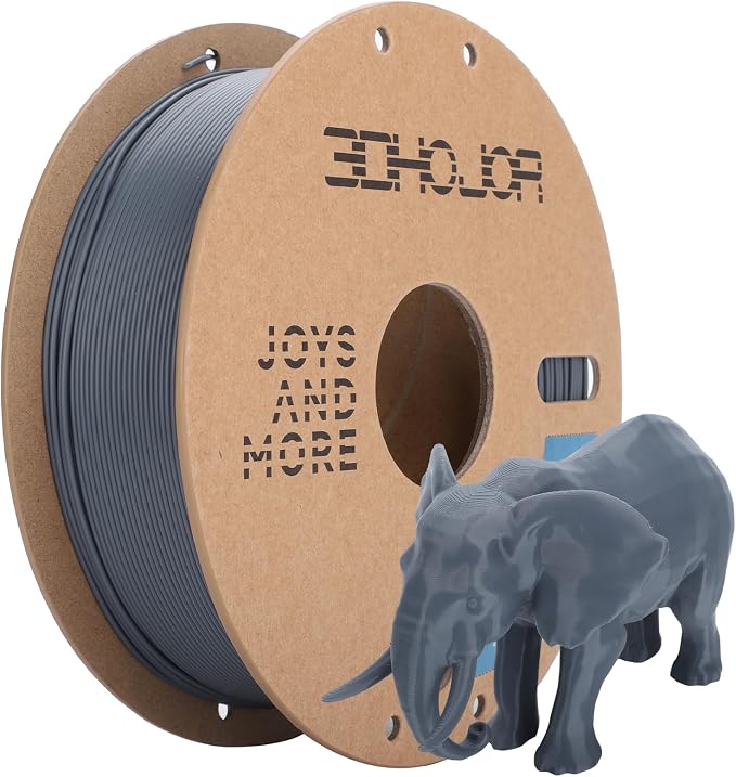 3DHoJor PLA Filament 1.75mm Grey,3D Printing Filament,1kg Cardboard Spool (2.2lbs), Fit Most FDM 3D Printer,Dimensional Accuracy +/- 0.03 mm,Odor Free, Clog Free, No Brittle Filaments