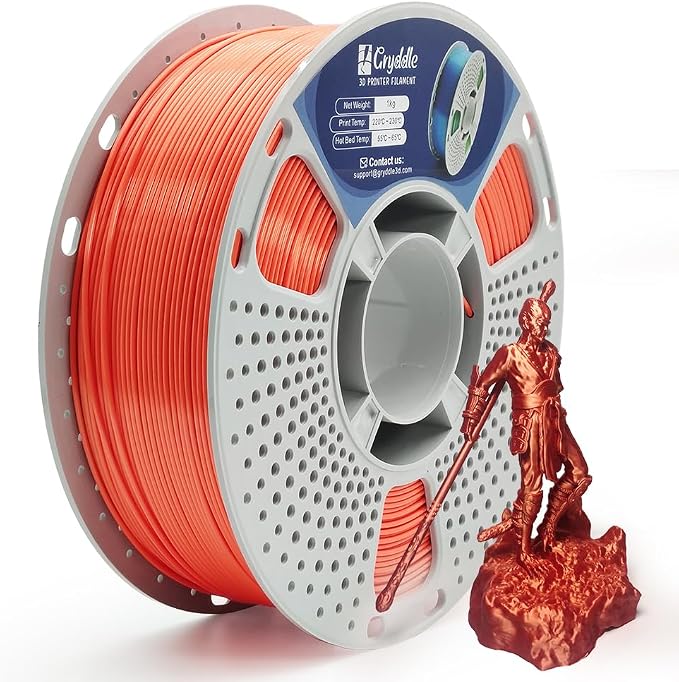 Silk Dual Color PLA 3D Printer Filament, 1.75mm 1KG (2.2lbs), Shiny Gloss Finish, Easy Printing, Dimensional Accuracy ±0.02mm(Red & Copper)