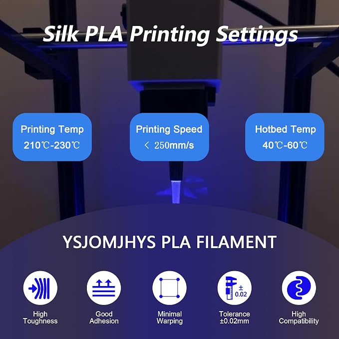 Silk PLA Filament Bundle 4kg, Shiny 3D Printer Filament 1.75mm Pack, Accuracy +/- 0.02mm, Neatly Wound, Smooth Silky 3D Printing Filament Kit, 4 Spools 1KG Each, Gold+Silver+Black+Red