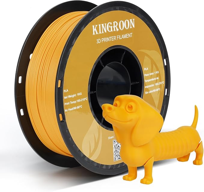 Kingroon PLA 3D Printer Filament, Dimensional Accuracy +/- 0.02 mm, 1 kg Spool(2.2lbs), 1.75 mm，Orange