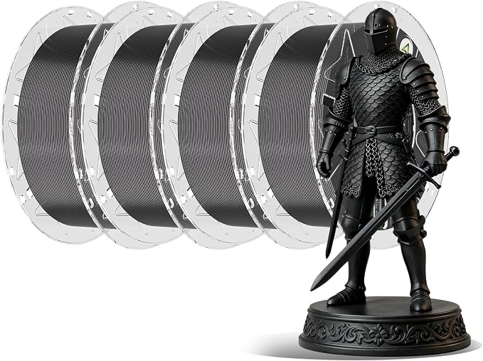 Creality 3D Printer RFID Filament Bundle, Hyper PLA Filament 1.75mm for 3D Printing, Hyper PLA RFID Filament No-Tangling High Precision, 1KG(2.2 lbs) Spool (4 Black)