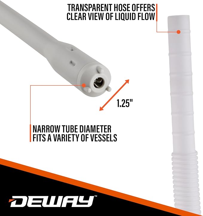 Deway Automatic Fuel Transfer Pump, Powerful AA Battery Powered with USB-C Power Option, 51" Extra Long Hose Fits All Size Cans, Portable Liquid Pump Transfers at 3.8 Gal/Minute