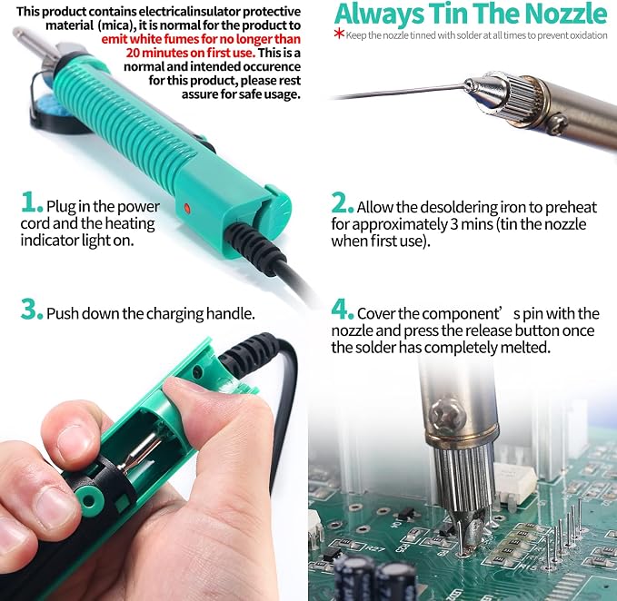 YIHUA 929D-V Electric Desoldering Soldering Iron Solder Sucker Desoldering Pump Kit bundles with YIHUA 8858 IV Multi-Purpose Heat Gun for Crafting, Electronics Soldering and More