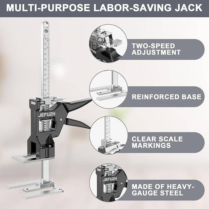 Labor Saving Arm Jack 2 Pack, 440 LBS Load Capacity Multi-Purpose Height Adjustable Lifting Tool, Handheld Furniture Lifter Furniture Jacks for Door Installation, Floor Tile Alignment, Cabinet Moving