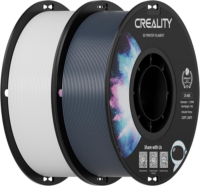 Creality 2 kg White & Gray ABS Filament 1.75mm, 3D Printer Filament Bundle, Excellent Resistance, Odorless Non-Toxic, Stability, Tough (White & Gray)
