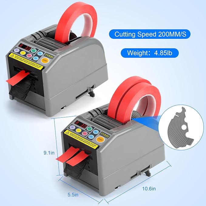 Ribbon Cutting Machine, Semi-Automatic Tape Dispenser, 6-60mm Width, 5-999mm Length, Ideal for Shipping, Schools, Restaurants, Business & Home