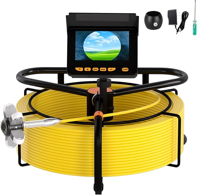 Sewer Camera 25FT,Waterproof 16GB JQKJCAM Drain Borescope Duct Pipe Inspection Camera with Light,Distance Counter,17MM/0.67'' Wall Drain Snake Cameras 30FT for Plumber/Plumbing(10m / 33ft)