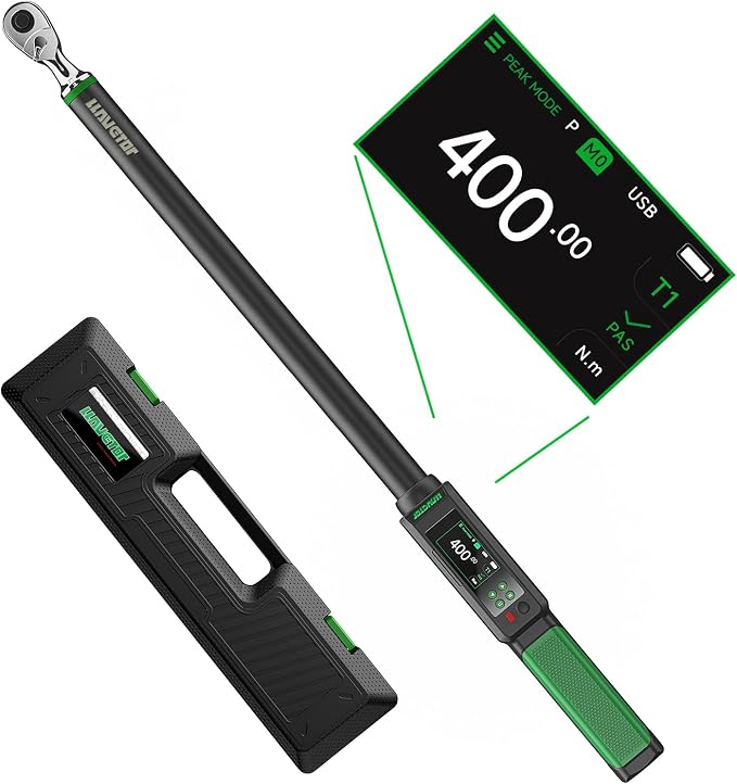 Digital Torque Wrench 1/2" Drive, 15-295 Ft-lbs/20-400Nm, ±2％ Torque Wrench with Buzzer & LED Indicator for Automotive Motorcycle & Bicycle (1/2-Inch, 15-295 Ft-lbs)