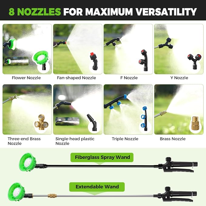 5.2 Gallon Battery Powered Backpack Sprayer with Wheeled Cart, 0-120 PSI Adjustable Pressure, 16.4FT Hose, 8 Nozzles, Compatible with Makita 18V Battery for Lawn Garden Yard Weeding Cleaning