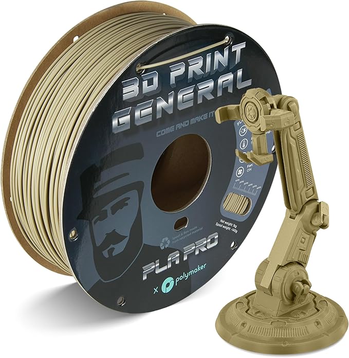 Polymaker PLA PRO Filament 1.75mm 1kg, Tough & High Rigidity 3D Print General Flat Dark Earth 3D Printing Filament 1.75mm, PolyLite PLA PRO High Speed, Print with Most 3D Printers