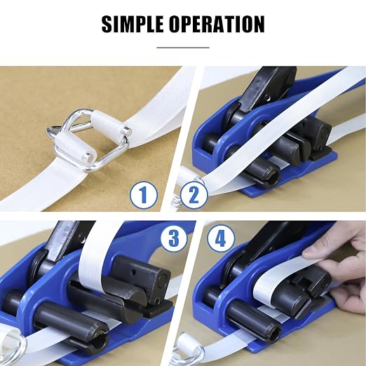 Heavy Duty Banding Strapping Tensioner & Cutter Manual Packaging Tools Windlass for 1/2"-2" Width Poly Woven Composite Cord Strap(Oversized Size)