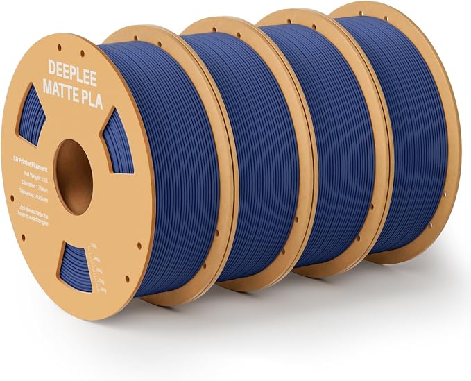 Matte PLA Filament 1.75mm, 3D Printer Filament Dimensional Accuracy +/- 0.02mm, No Clogging, Higher Toughness, Cardboard Spool 3D Filament, 4 Pack Navy Blue