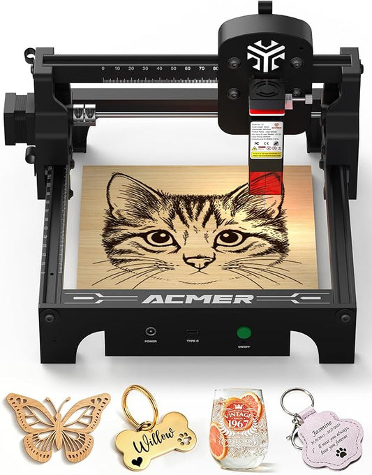 ACMER S1 2500mW Laser Engraver, Portable Cutter & Engraving Machine for Beginners,130×130mm Working Area,0.04mm Laser Spot,Creative DIY,Education STEM,Customized Business with Wood,Metal