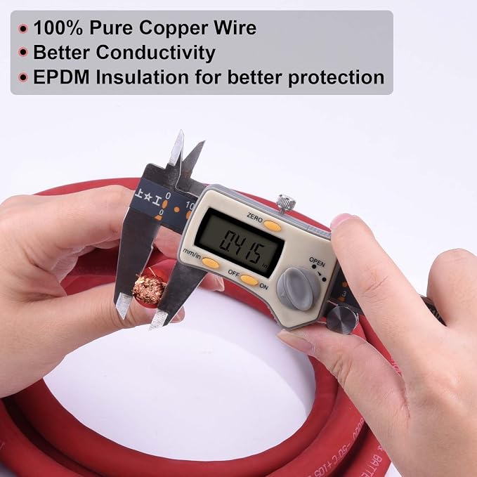 1/0 Gauge Battery Cable,25FT Black 1/0 AWG Pure Copper Wire Welding Cable, for Automotive, Battery, Solar and Generator, Standard USA OFC Wire