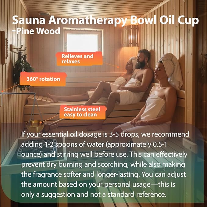 Sauna Bucket and Ladle Set, Handmade from Pine Wood - Core Set (Bucket & Ladle, Thermometer & Hygrometer, Sand Timer, Aromatherapy Bowl Oil Cup) (Pine)