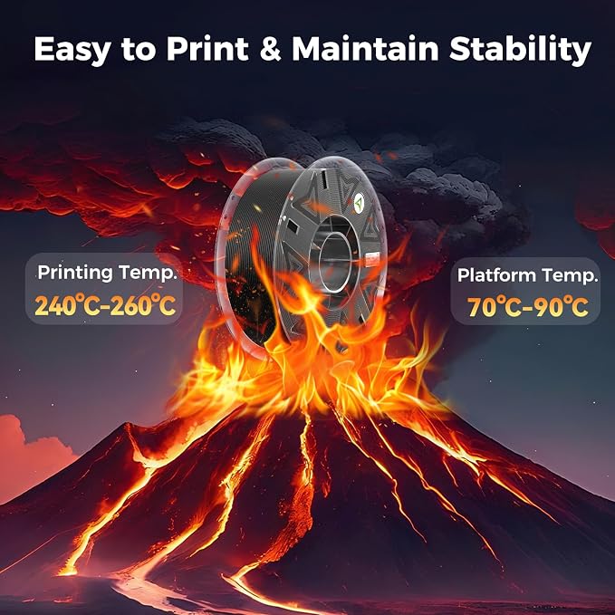 Creality Official PETG Carbon Fiber Filament 1.75mm, PETG-CF 3D Printer Filament, 300mm/s High Speed Hyper PETG-CF, Excellent Mechanical Properties, Fits for All 3D Printers, 1 KG 1 Spool Green
