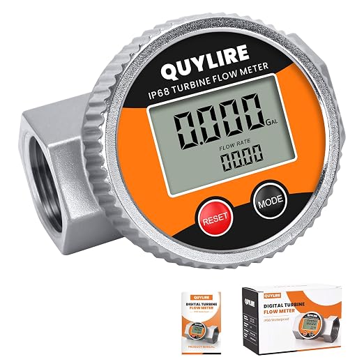 Waterproof 1 Inch Flow Meter for Water, Diesel, Gasoline & Fuel | IP68 | ±1% Accuracy | 360° Display Panel | 2-26 GPM | Supports Gallon, Liter, GPM, LPM, m³, QTS, PTS | NPT Thread
