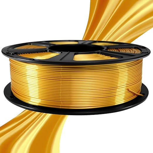 Geeetech Silk PLA Filament 1.75mm for 3D Printer, Metal-Like Shiny Consumables 1kg (2.2lbs) 1 Spool, Dimensional Accuracy +/- 0.02 mm, Metallic Gold Silk Filament