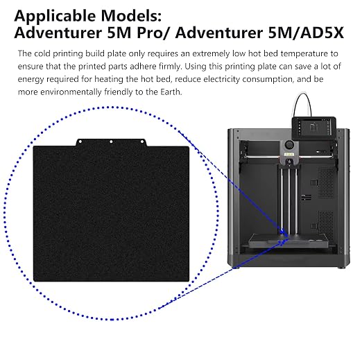 for AD5X/AD5M/AD5M Pro Cold Build Plate No Heating No Glue Double Sided PEI Textured Cool Printing Bed Sheet 235x235mm 3D Printer Flexible Removable Spring Steel Heated Platform Mat
