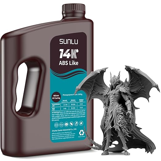 SUNLU 14K ABS-Like 3D Printer Resin 2.0, Superior Precision, for Detail Printing Miniatures, Smooth Matte Surface,405nm UV Curing Photopolymer 3D Resin, 3KG, Dark Grey