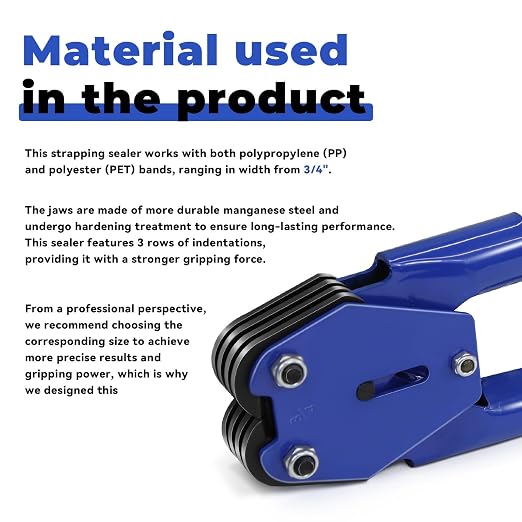 Strapping Sealer/Crimper for 3/4" Polypropylene (PP) Polyester Strapping Band Manual Banding Tool with 20.5" Extended Handle