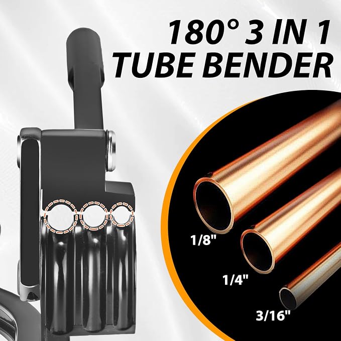 Flaring Tool + Tube Bender - Double & Single Tubing Flaring Tool Repair Kit with Tube Cutter and 5 Adapters + 3 in 1 Pipe Bender Compatible with Copper、 Aluminum、 Brass、 Magnesium and Soft Steel