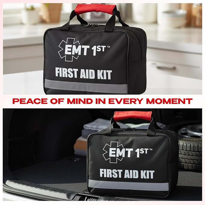 EMT 1st 403 Pcs Emergency Responder First Aid Kit with 38 Unique Items & Cotton Swabs Large First aid kit for car, Travel & Home - Emergency Bag for Hiking, Camping, Backpacking and Outdoor