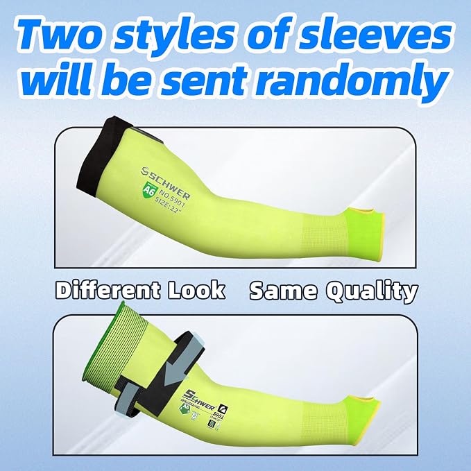 Schwer AIR-SKIN ANSI A6 Cut Resistant Arm Sleeves for Men & Women, Arm Protectors for High Risk Work, Gardening Sleeves, 100 Pairs, Yellow, 22 IN