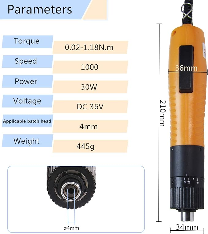 MXBAOHENG Electric Screwdriver Sets Torque Adjustable Drill Tool Applicable Batch Head 4mm 110-220V (100)