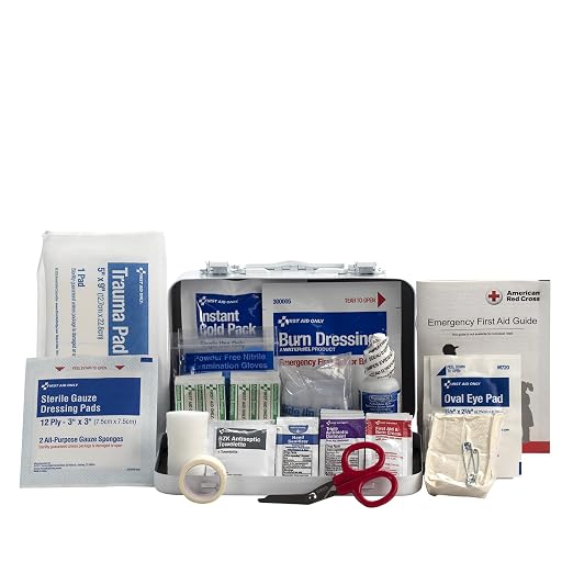 First Aid Only 91323 ANSI A 2021 and OSHA Compliant First Aid Kit, 10-Person Emergency First Aid Kit for Business, Home, Car, and Worksites, 76 Pieces