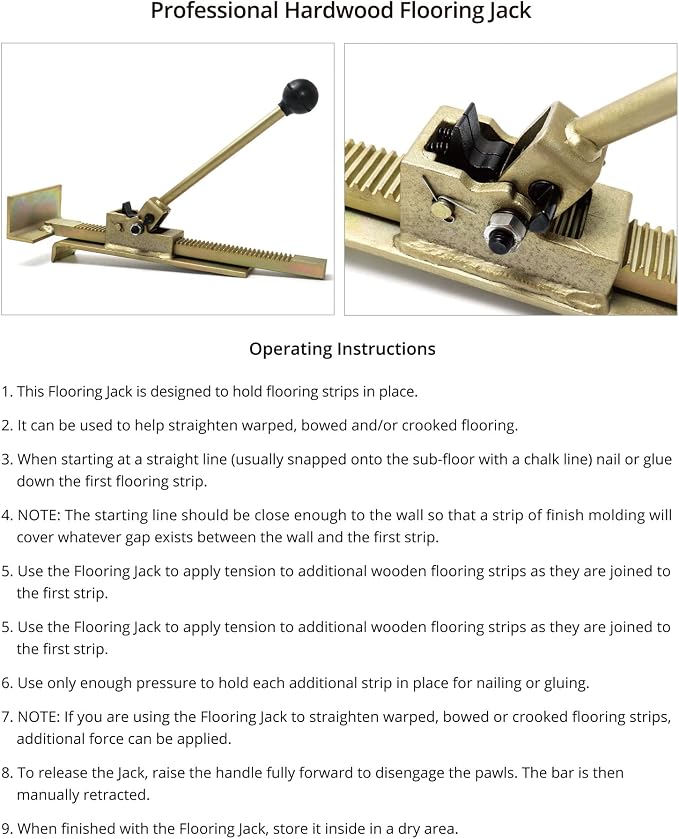 QWORK Flooring Jack – Ratcheting Alignment Tool for Hardwood Installation, Edge Tightening & Board Straightening