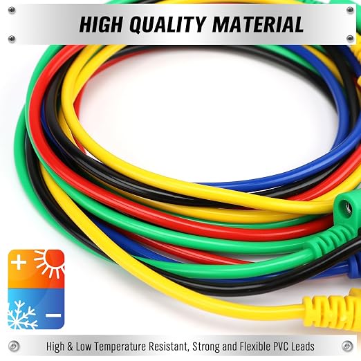 SWANLAKE 5-Piece Dual-Ended Banana Plug Test Leads, 1000V 15A 3.5ft/1M Multimeter Electrical 4mm Banana-Plug, Flexible Copper Banana Cable, Electrical Test Wires