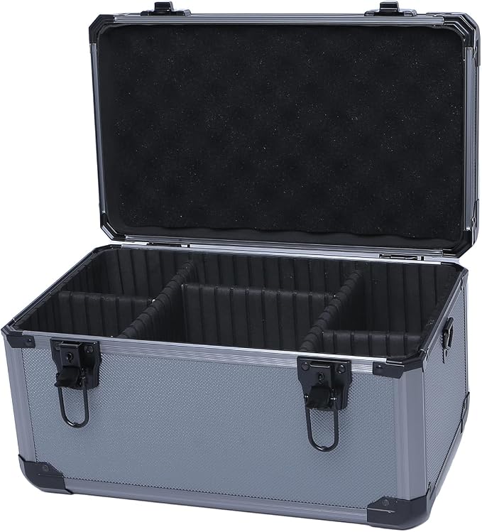 14in Reinforced Aluminum Hard Case with DIY Customizable Interior Dividers (14 x 7.9 x 7.3in Interior)
